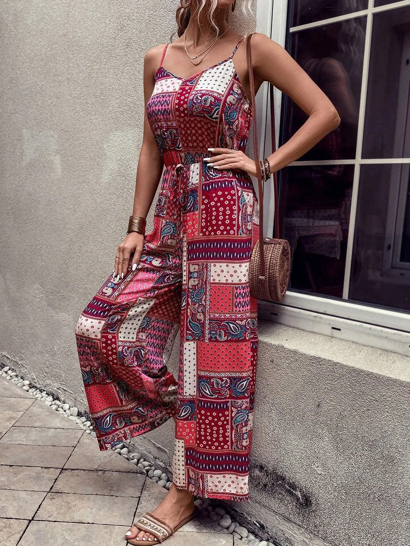 Checks Print Cami Jumpsuit
