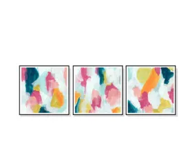 Colourful 3 Sets Black Frame Canvas Wall Art
