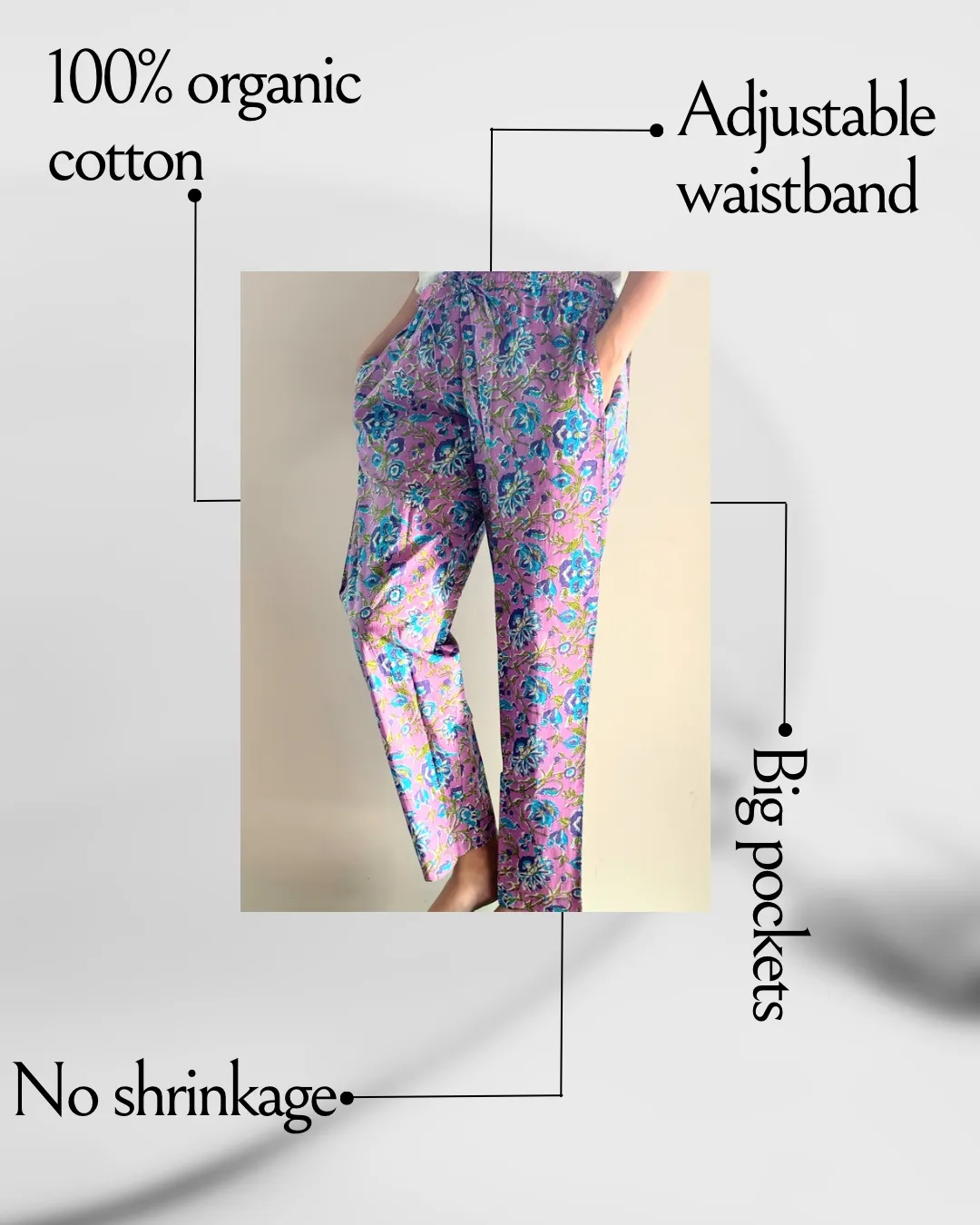 Cotton Pajama Pants Women - Mystic Lavender