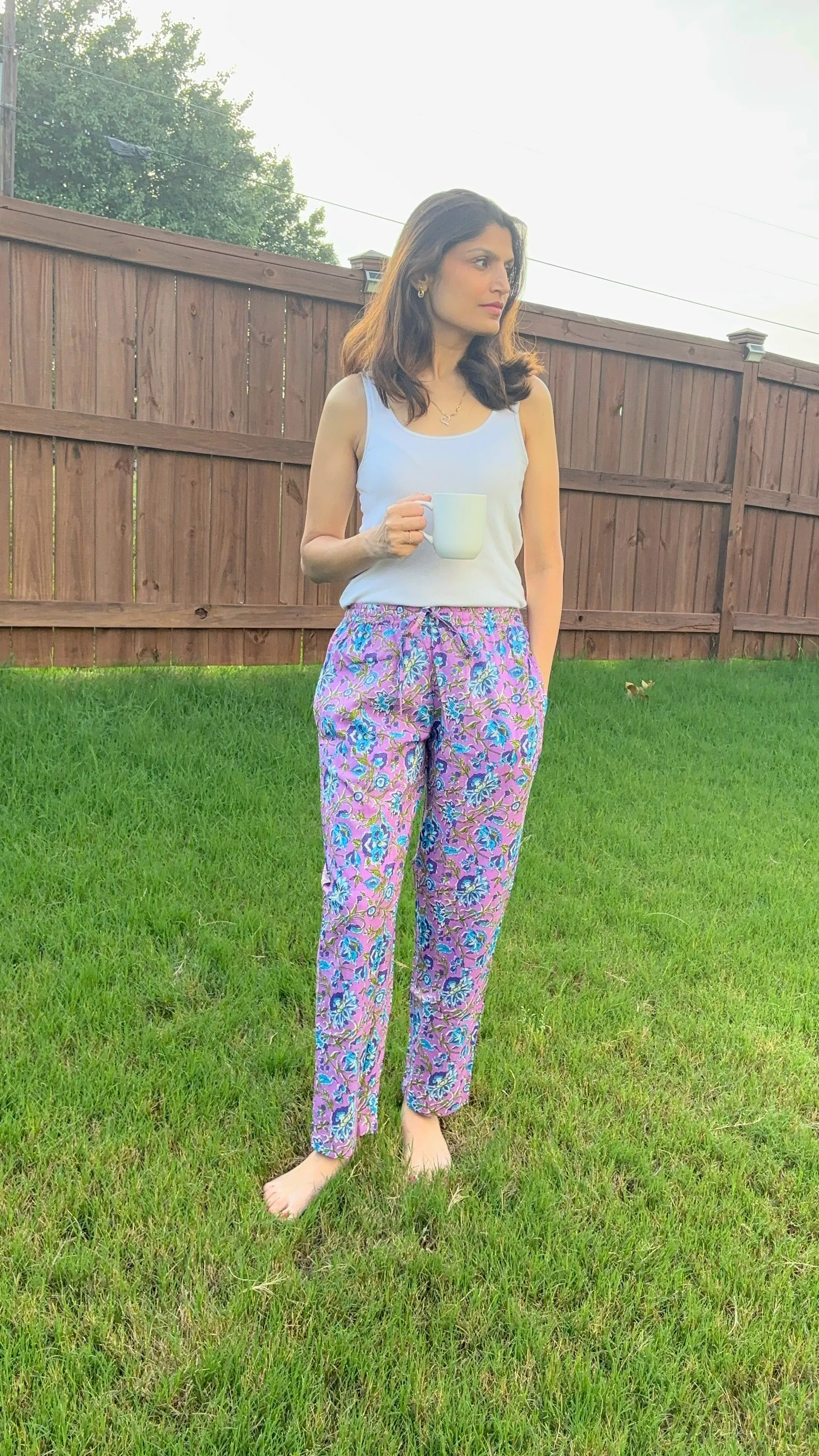 Cotton Pajama Pants Women - Mystic Lavender