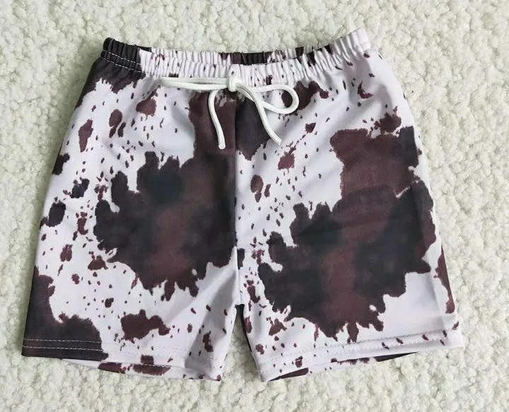 Cow Print Boy's Swimming Trunks