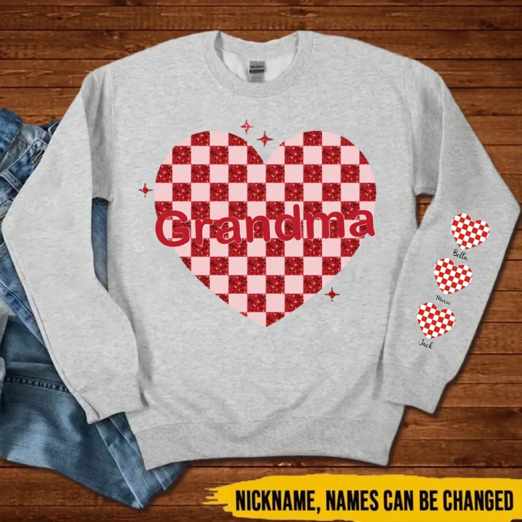 Custom Nana Heart And Kids Valentine Sweatshirt 768336-768358