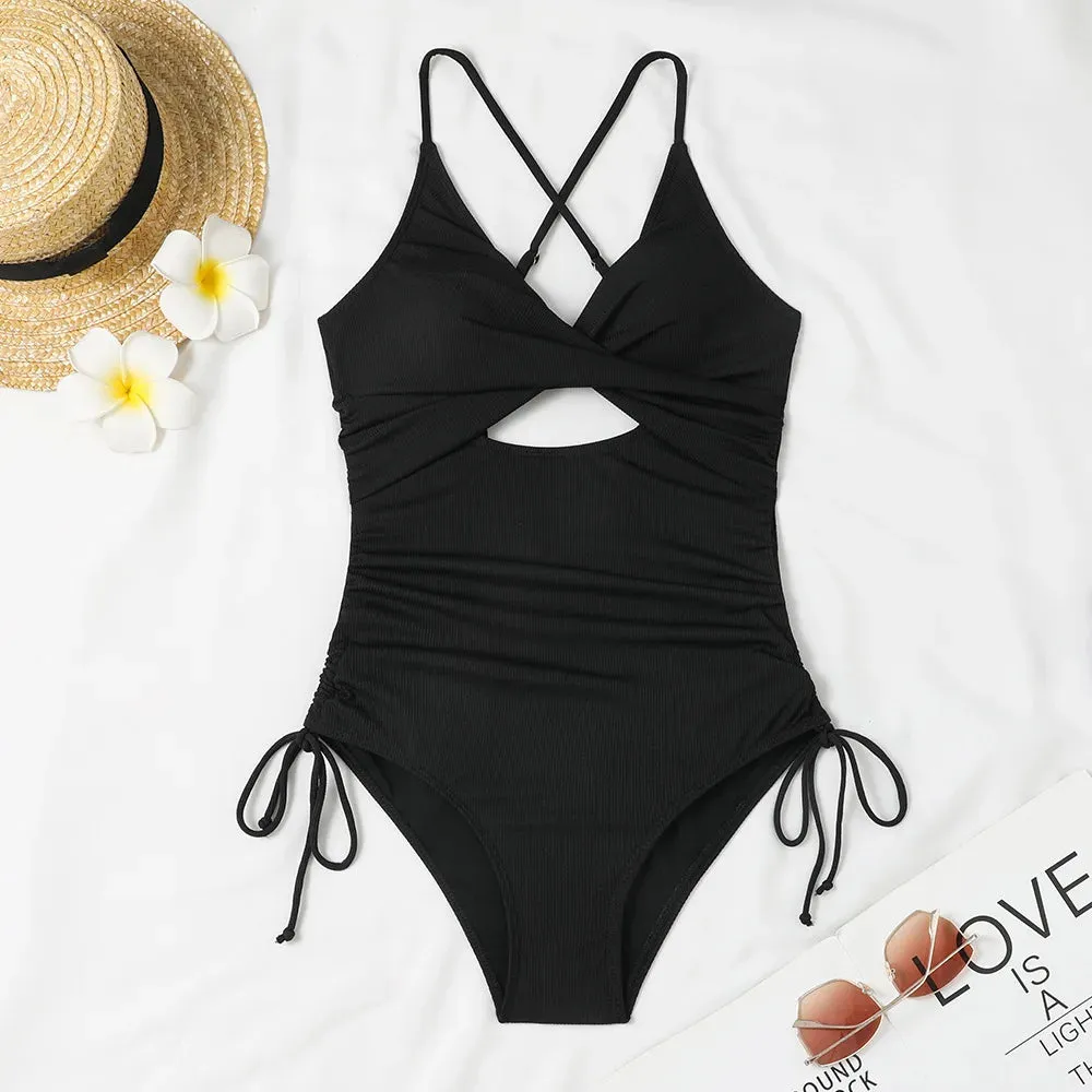 Cut Out Halter One Piece Swimsuit