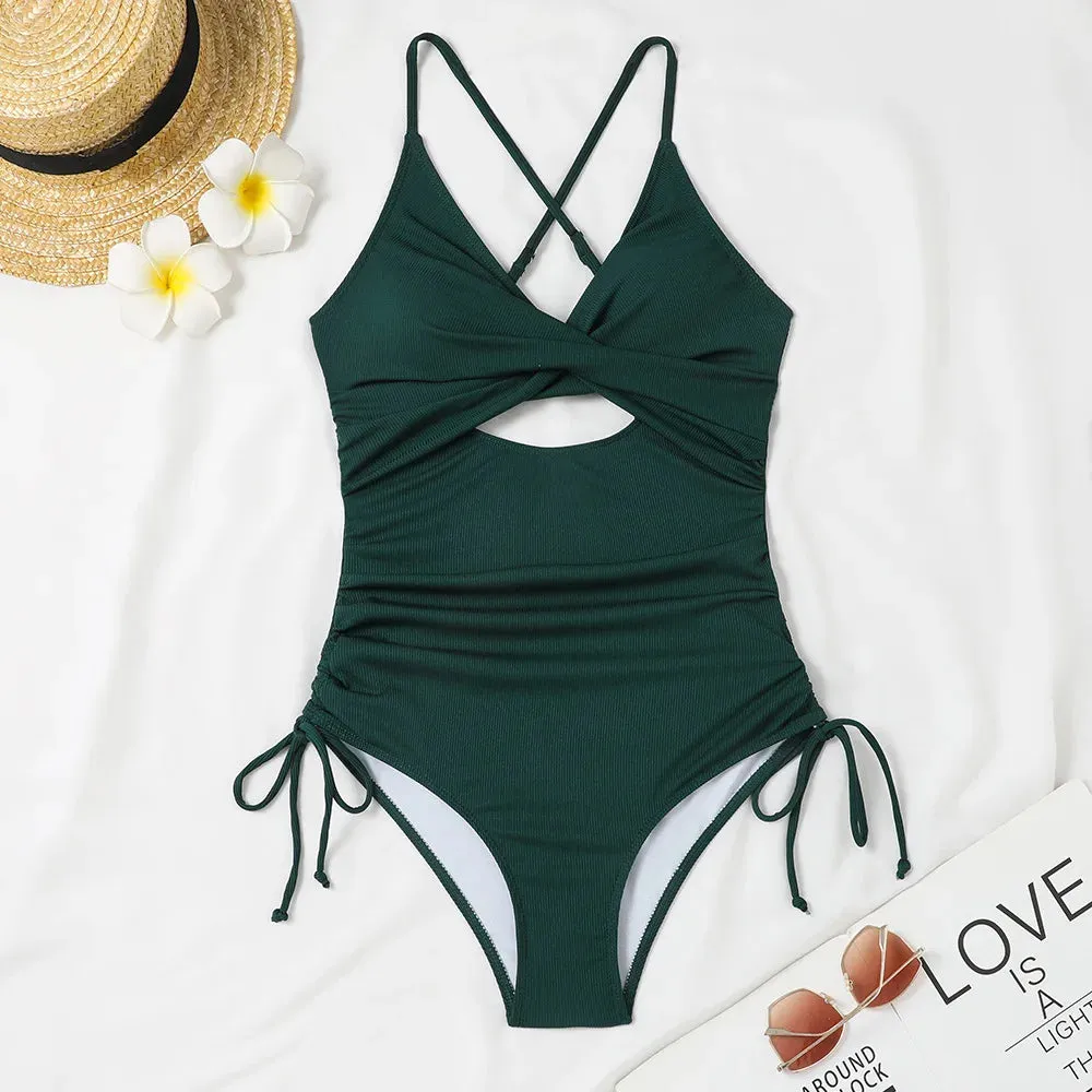 Cut Out Halter One Piece Swimsuit