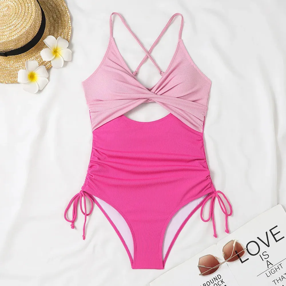 Cut Out Halter One Piece Swimsuit