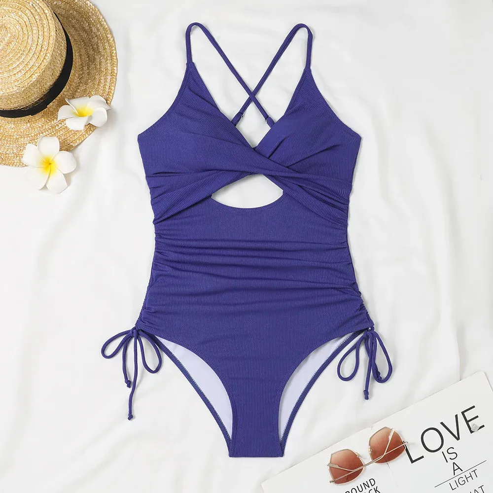 Cut Out Halter One Piece Swimsuit