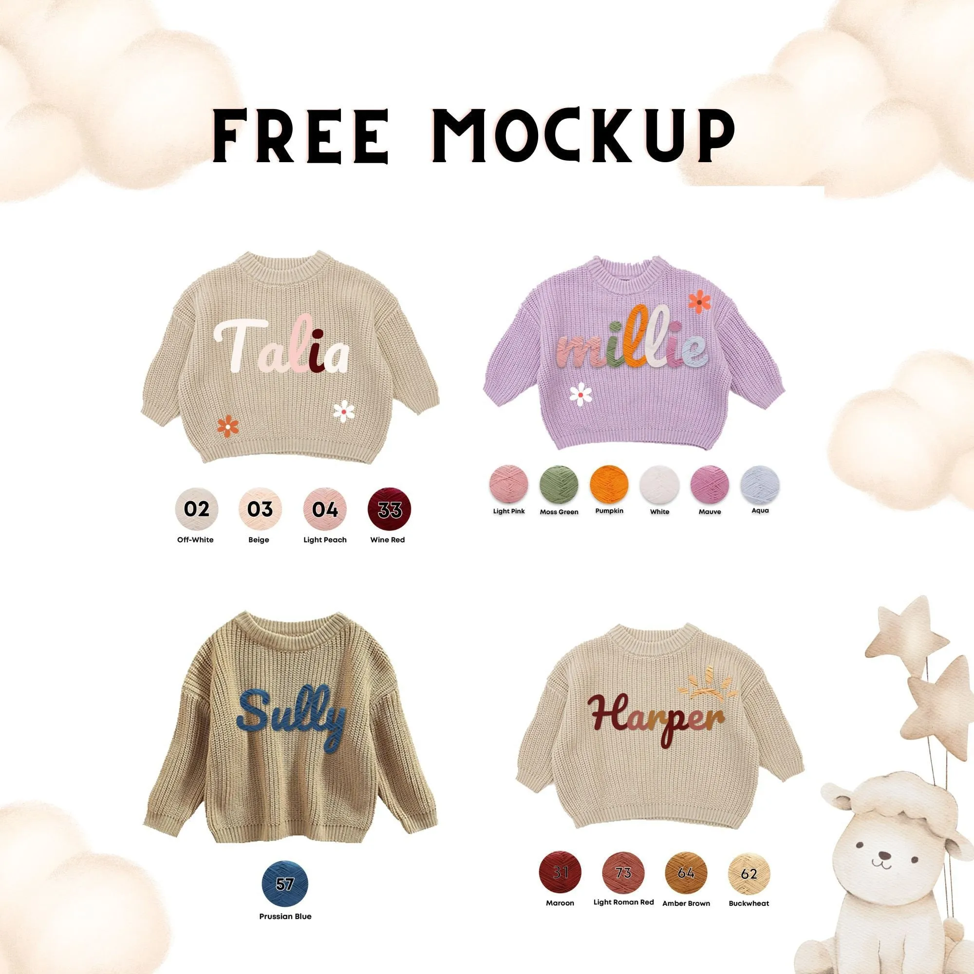 Cute Customized Baby Name Sweaters, Personalized  Hand-Embroidered Baby Name Sweaters,Baby Girl Boy Name Sweater,Gift For Baby Girl Boy