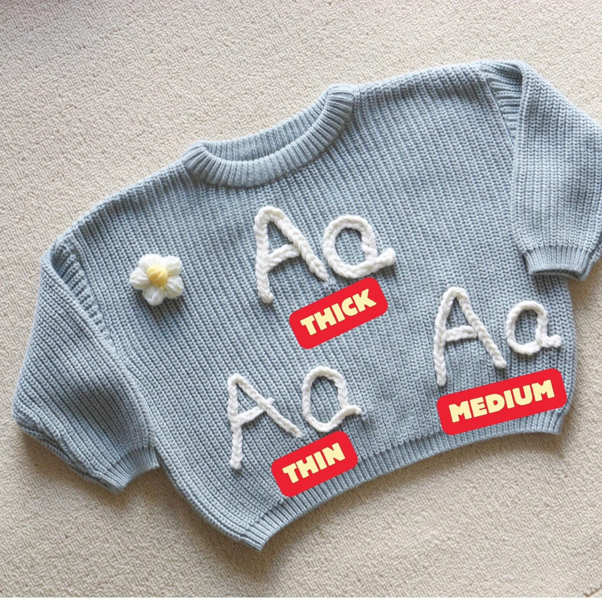 Cute Customized Baby Name Sweaters, Personalized  Hand-Embroidered Baby Name Sweaters,Baby Girl Boy Name Sweater,Gift For Baby Girl Boy