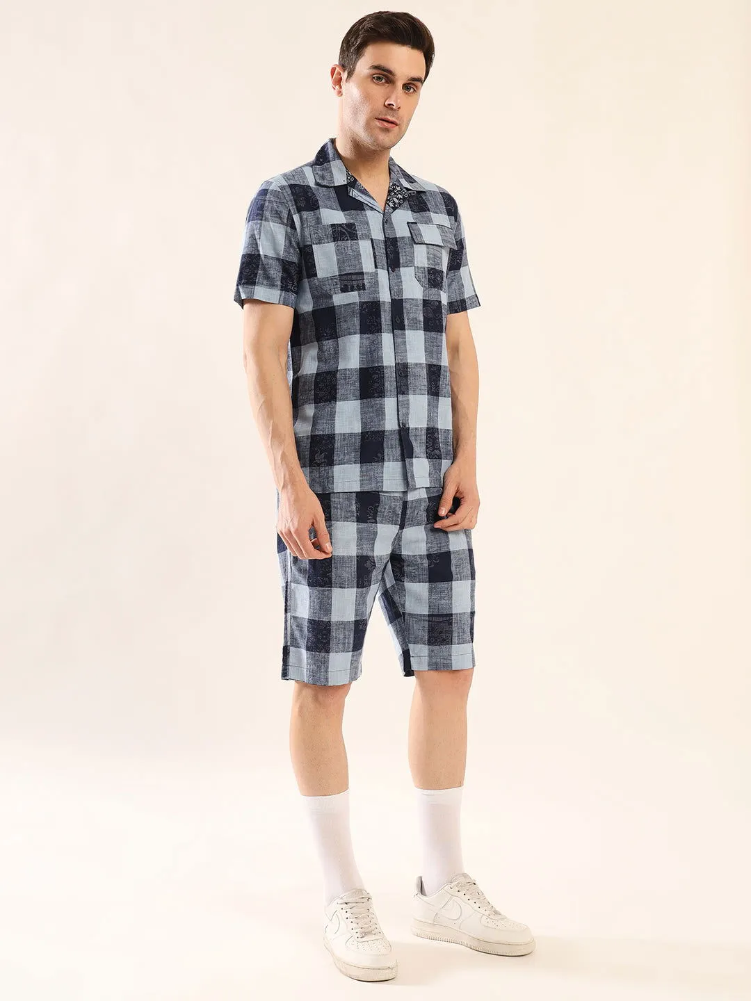 DENIM PRINT CO-ORD SET BLUE