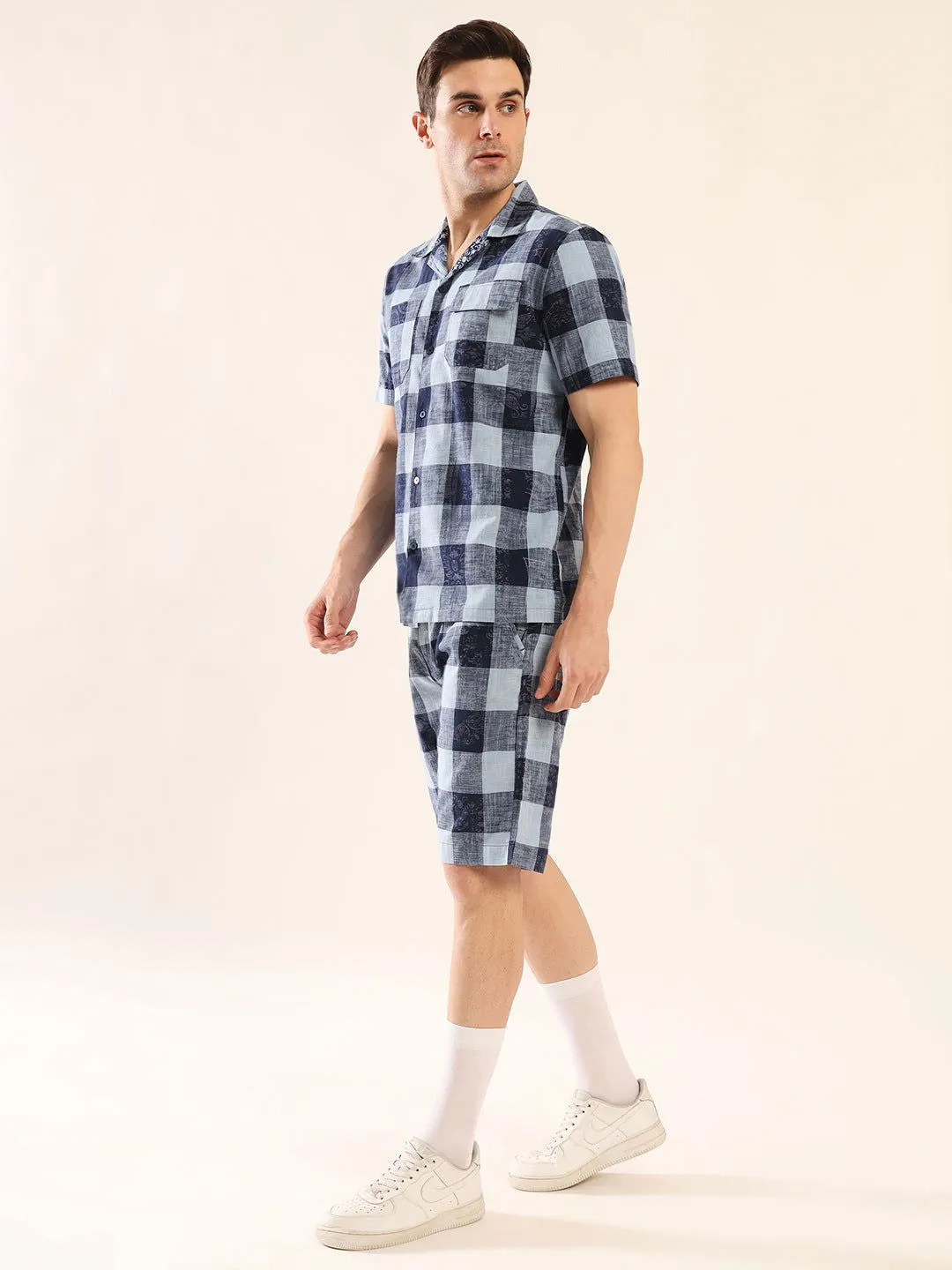 DENIM PRINT CO-ORD SET BLUE