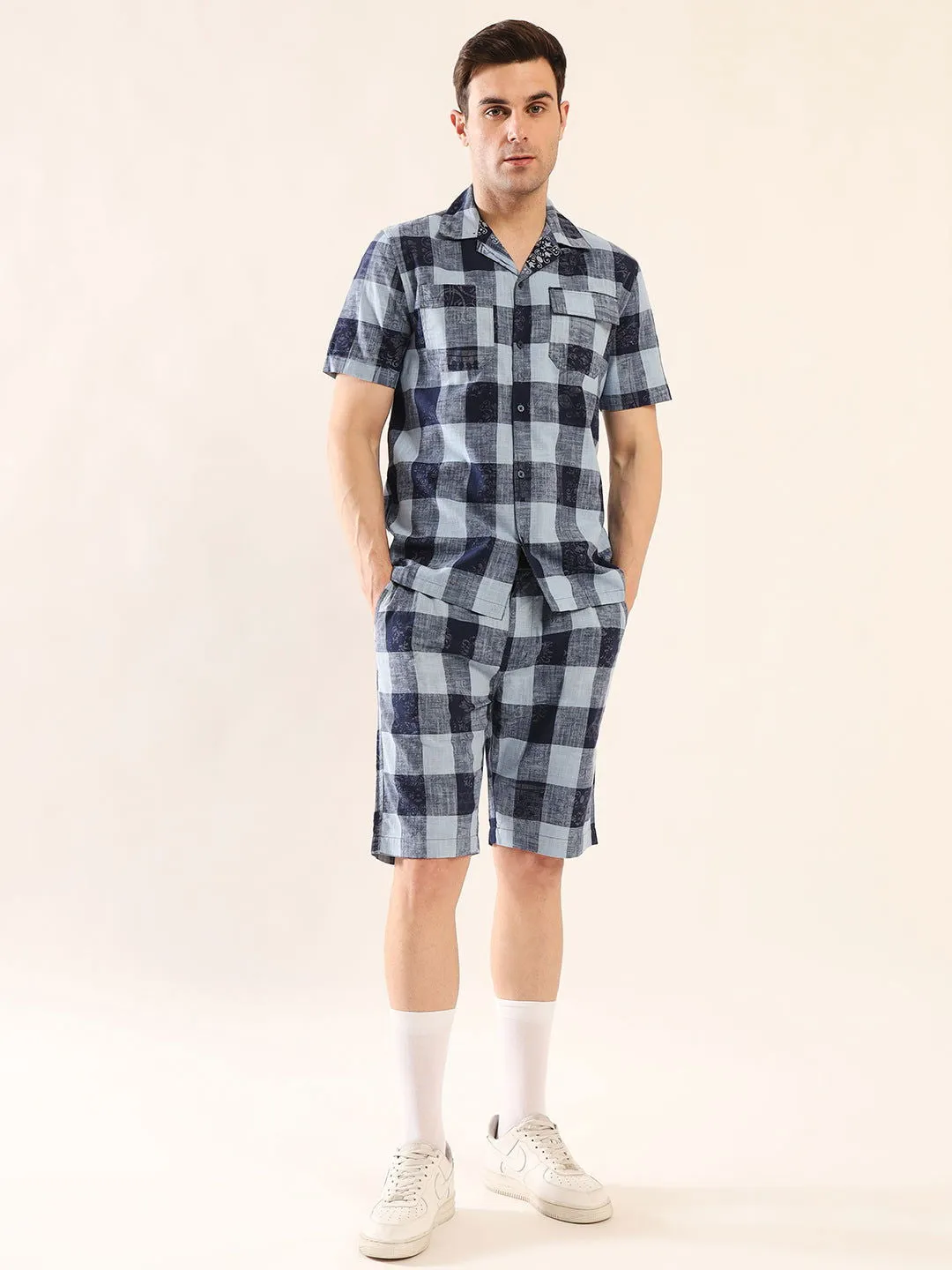 DENIM PRINT CO-ORD SET BLUE