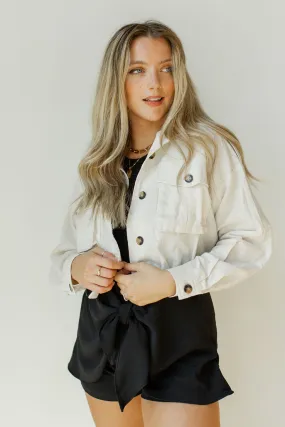 drop shoulder big pocket linen jacket