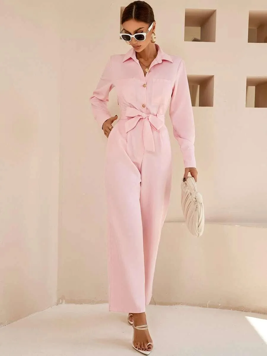 Dual Pocket Belted Jumpsuit