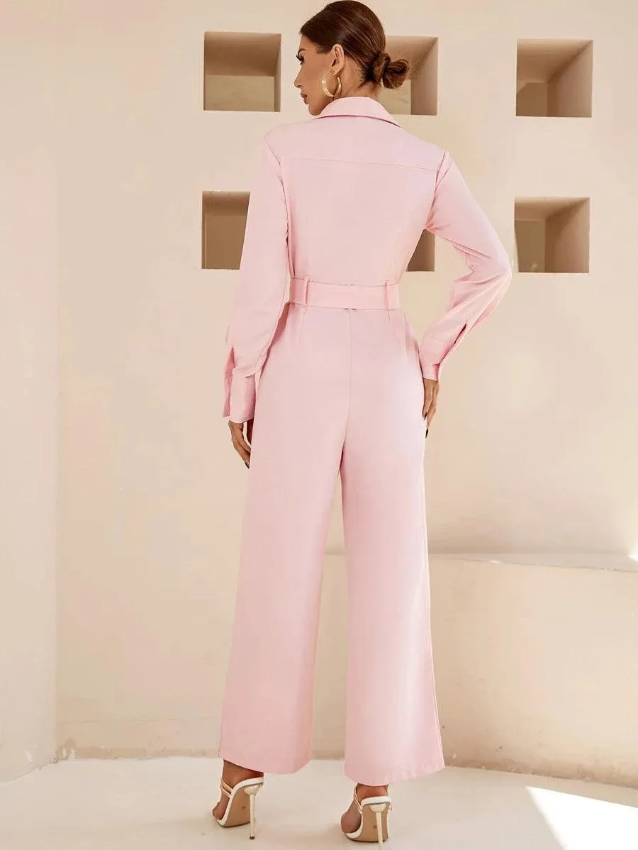 Dual Pocket Belted Jumpsuit