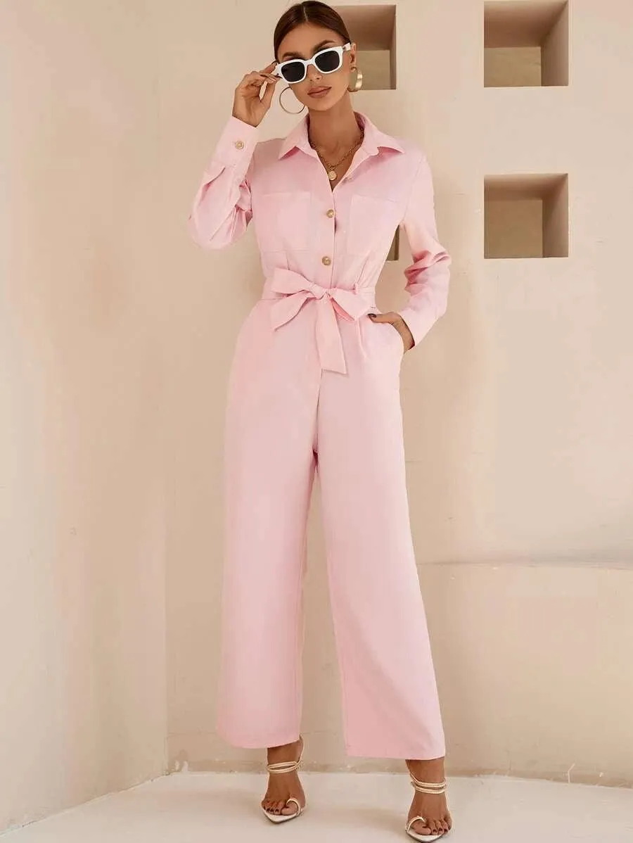 Dual Pocket Belted Jumpsuit