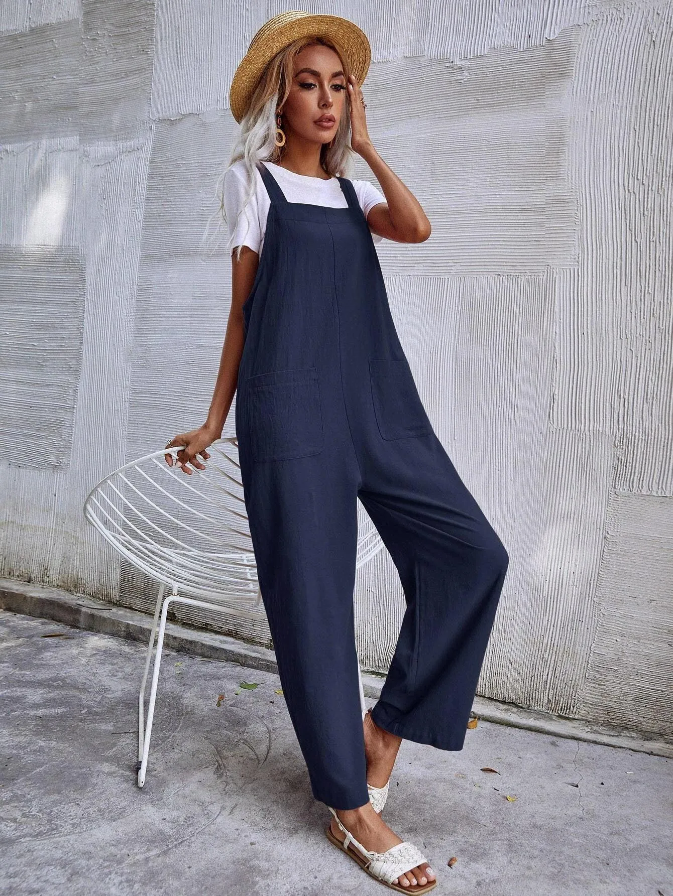 Dual Pocket Sleeveless Jumpsuit