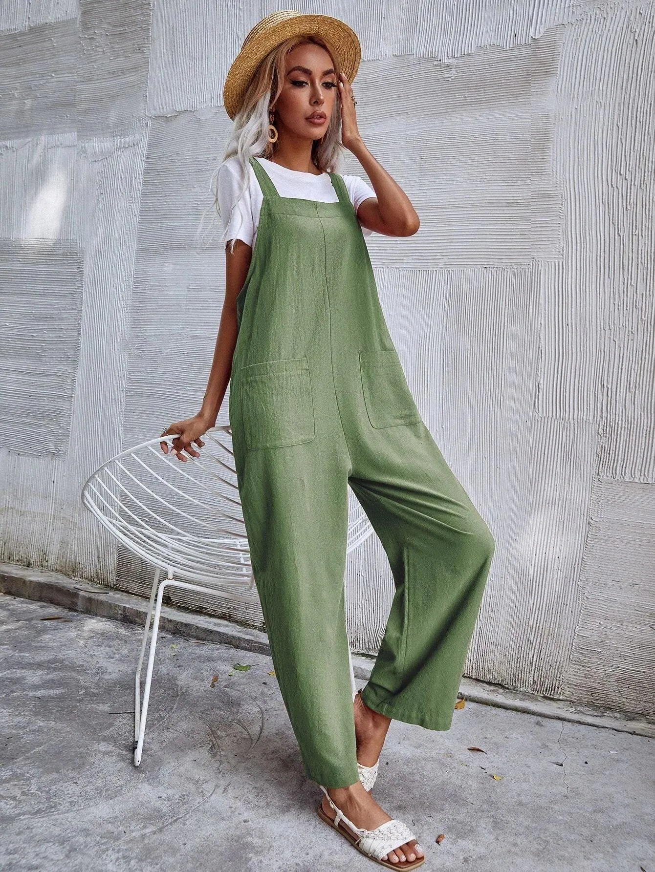 Dual Pocket Sleeveless Jumpsuit