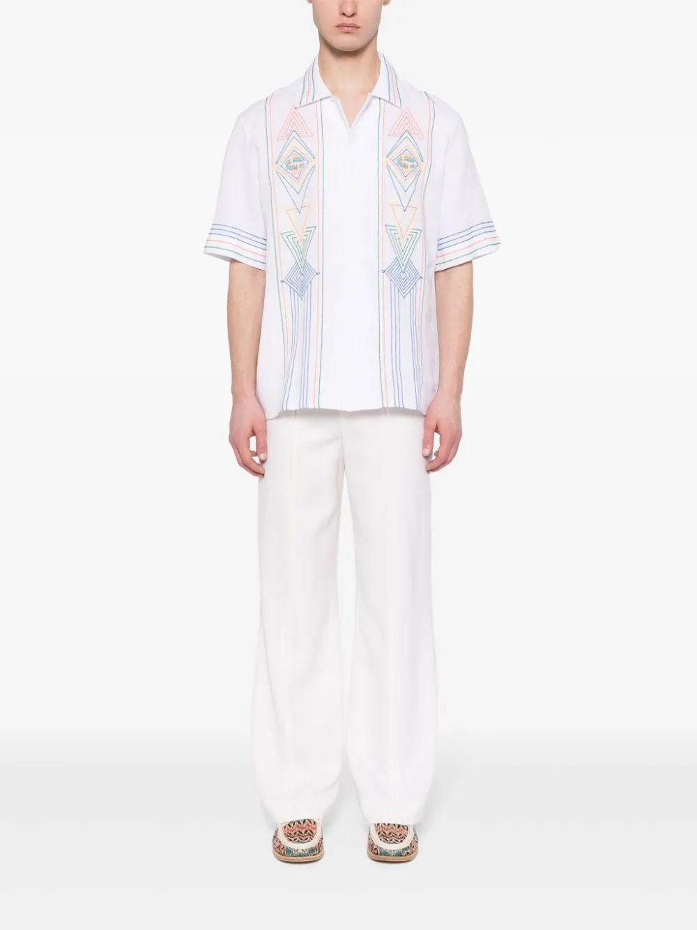 embroidered short-sleeve shirt