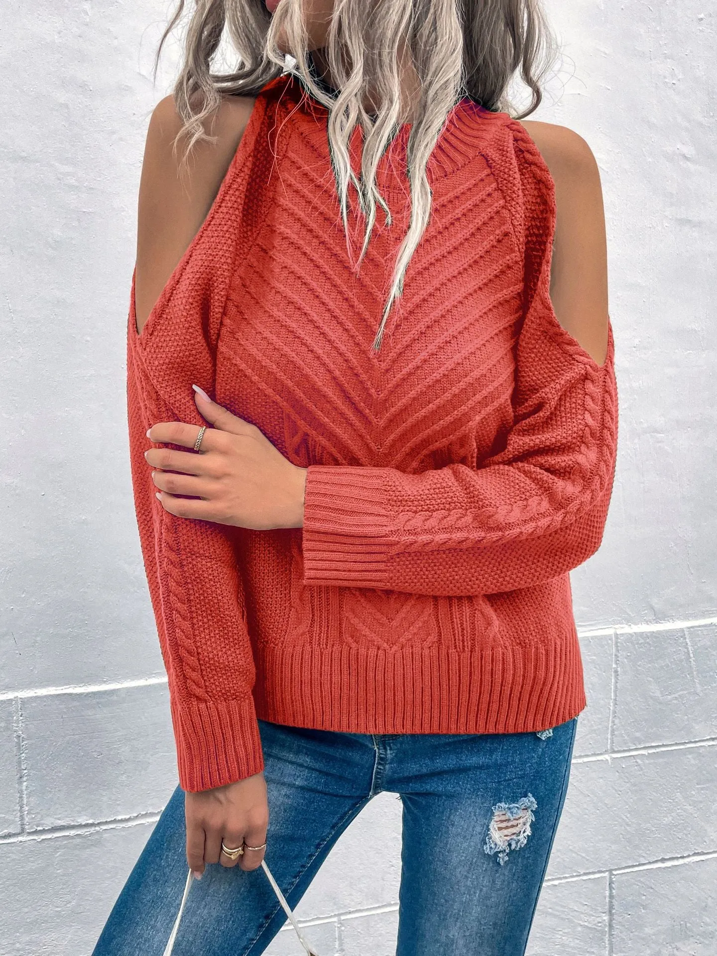 Fashion Thermal Knit Pullover Sweaters Wholesale Womens Tops
