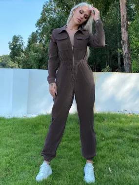 Flap Pocket Zip Up Jumpsuit