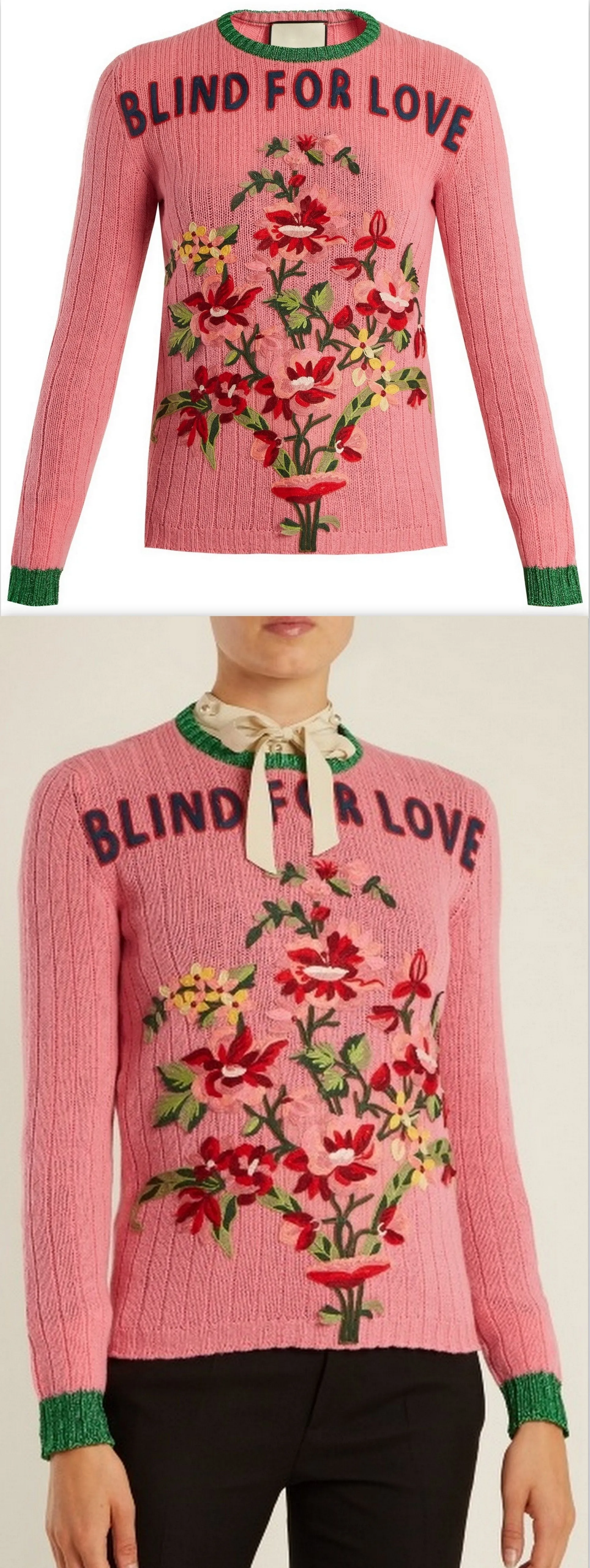 Floral-Embroidered Ribbed-Knit 'Blind for Love' Sweater