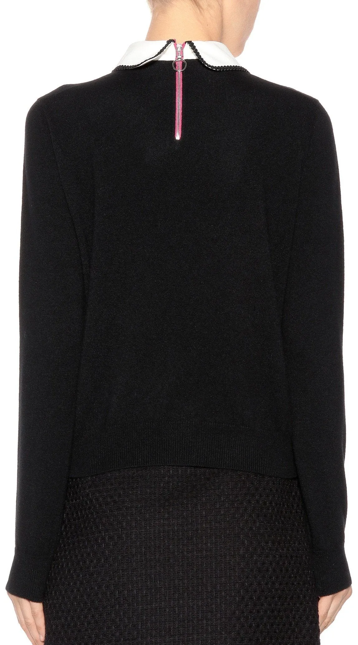 Floral Embroidered Sweater with Bow-Tie