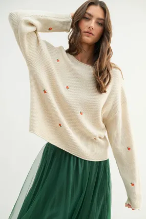 FLORAL EMBROIDERED SWEATER