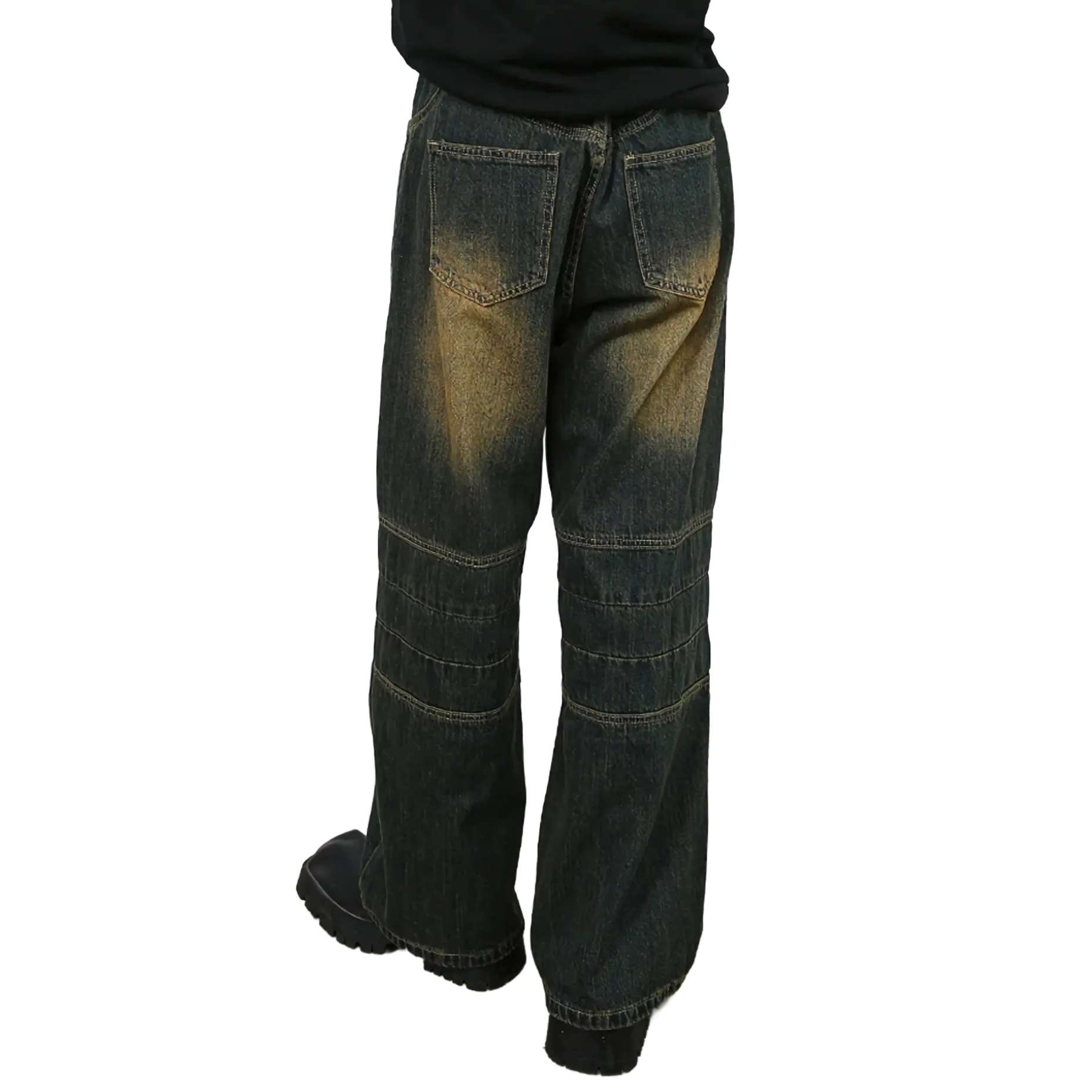 'Foundry' Patch-Panel Faded Denim Jeans