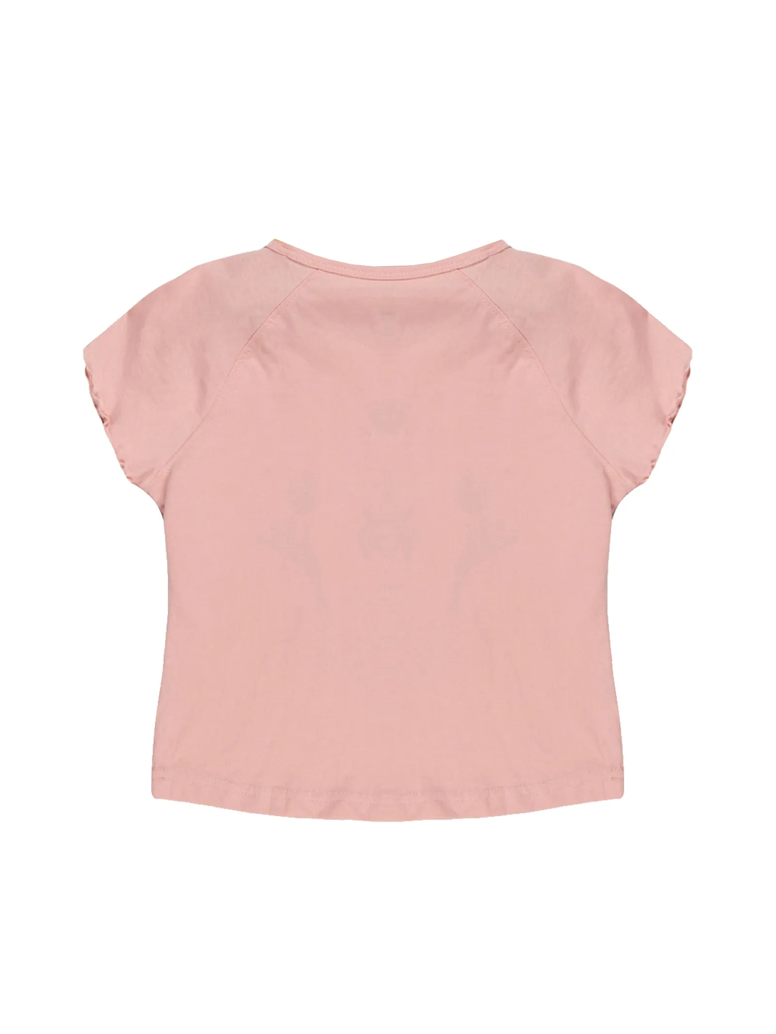 Girls Printed Raglan Sleeve Tee & Denim Hot Shorts Set
