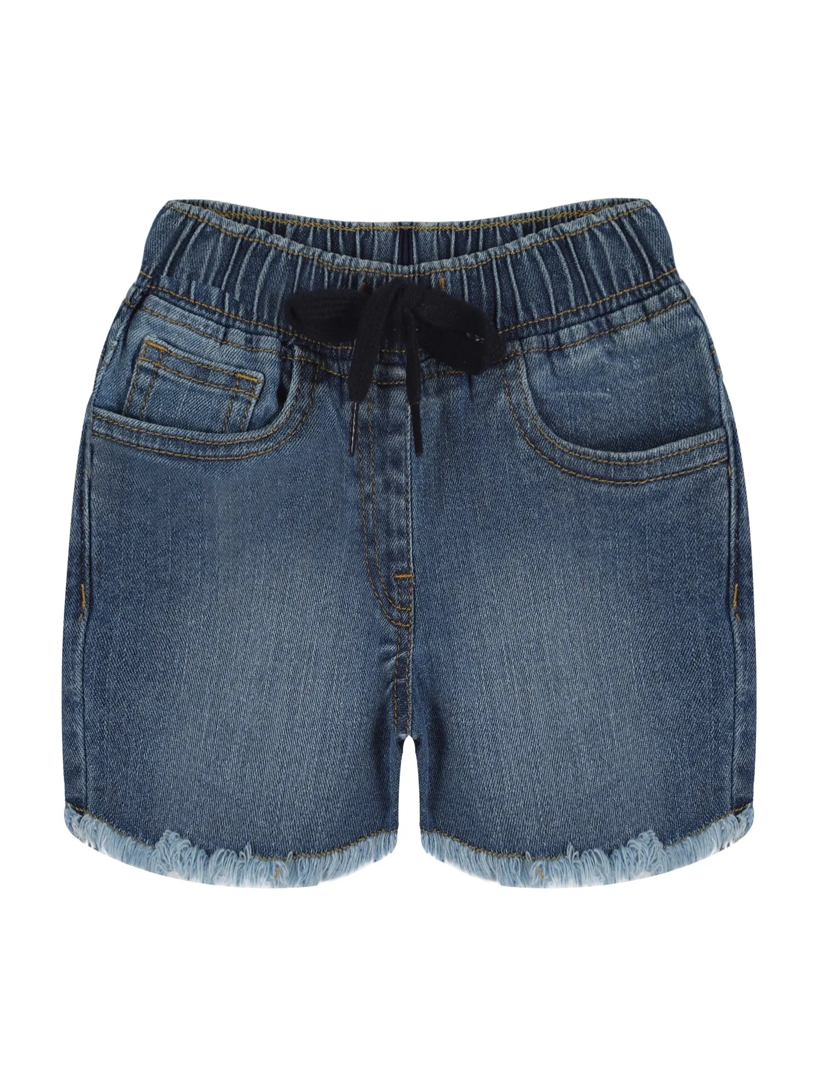 Girls Printed Raglan Sleeve Tee & Denim Hot Shorts Set
