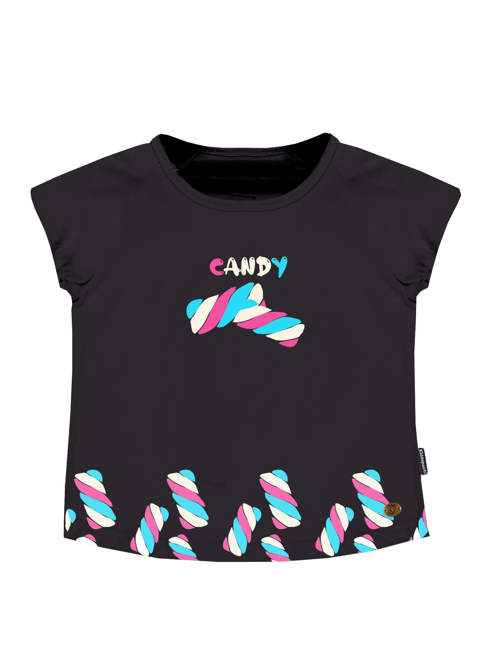 Girls Printed Raglan Sleeve Tee & Denim Hot Shorts Set