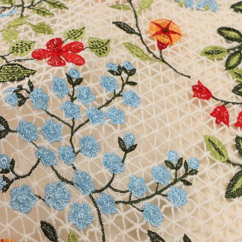 Gridding Flower Embroidered Sweaters