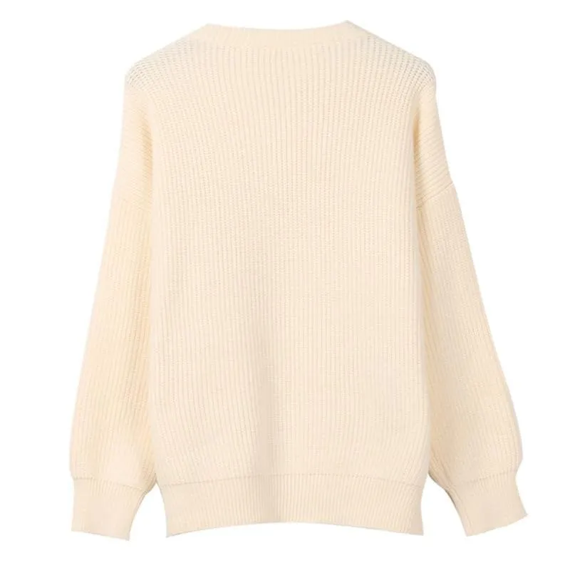 Gridding Flower Embroidered Sweaters