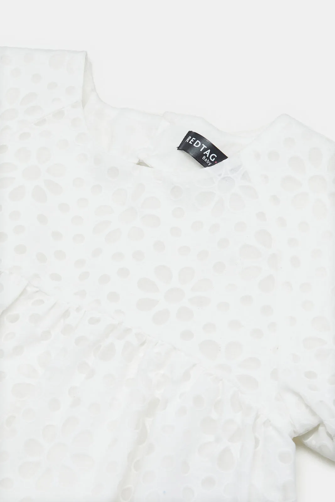 Infant Girls White Floral Burnout Fabric Set (2 Piece)