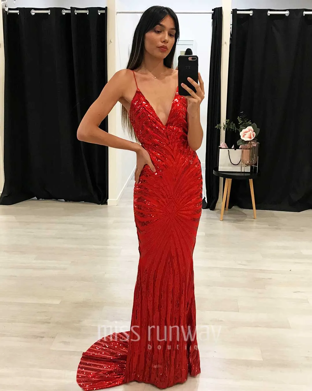 Kourtney Sequin Gown - Red