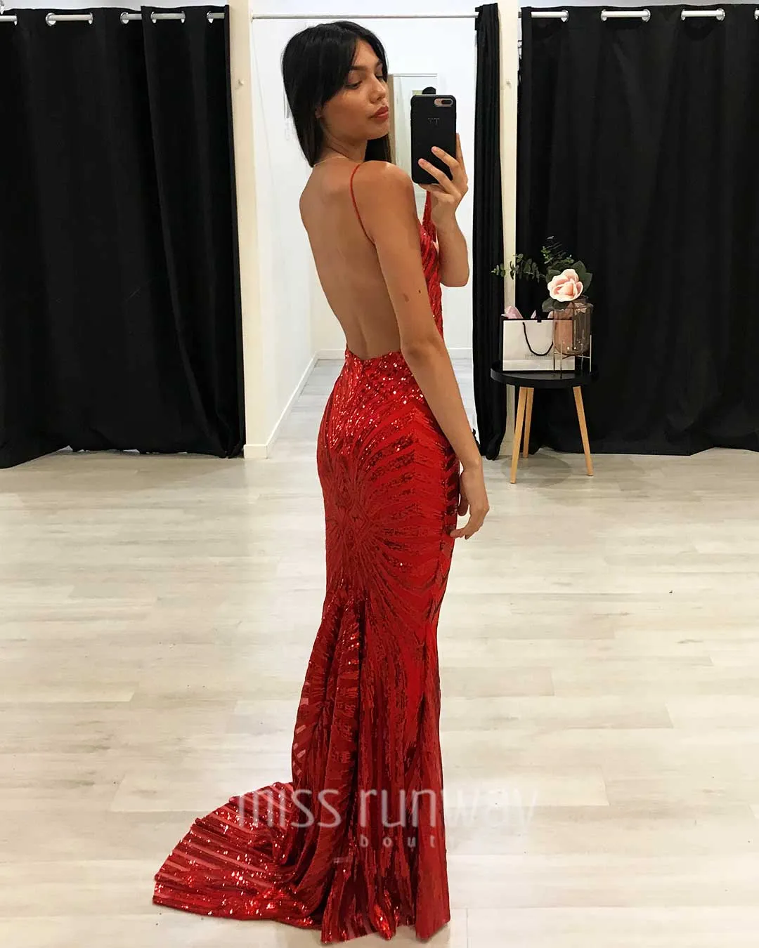Kourtney Sequin Gown - Red
