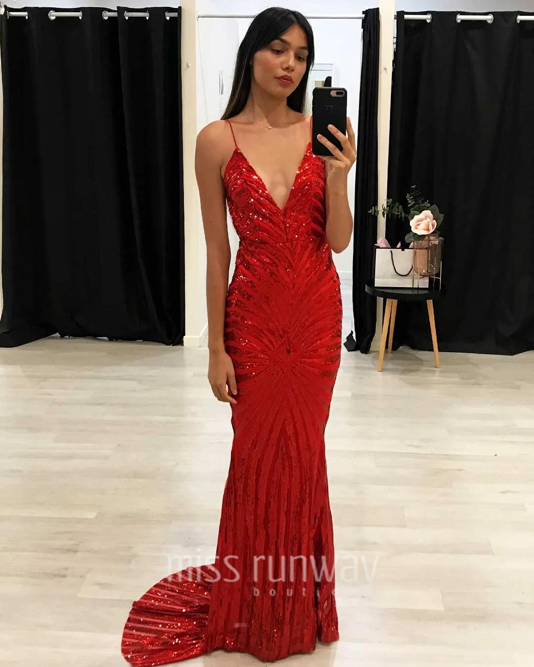 Kourtney Sequin Gown - Red