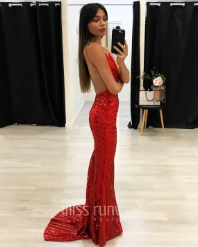 Kourtney Sequin Gown - Red