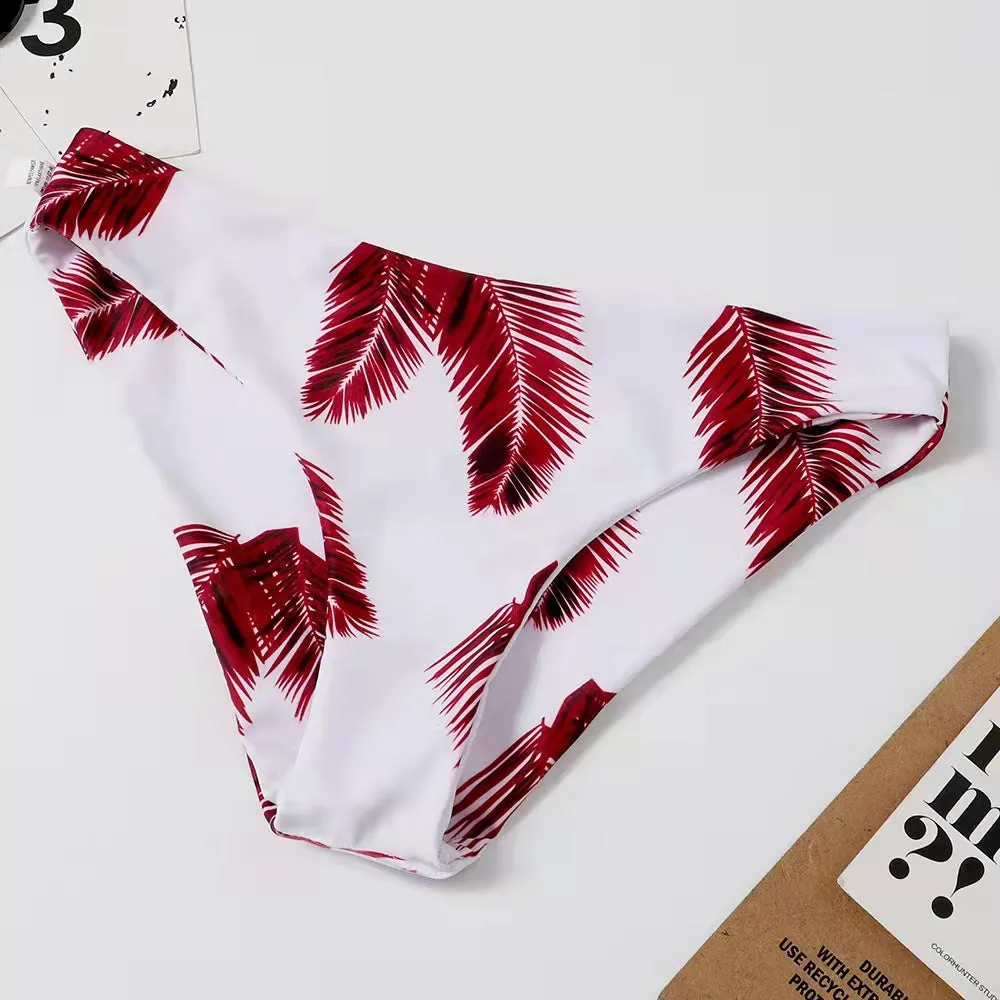 Leaf Print Split Bikini Sets