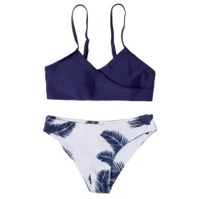 Leaf Print Split Bikini Sets