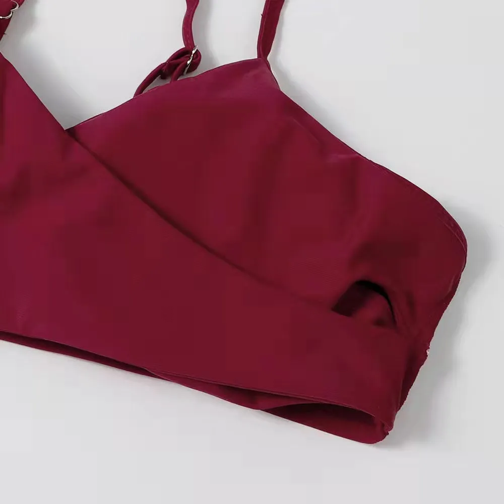 Leaf Print Split Bikini Sets