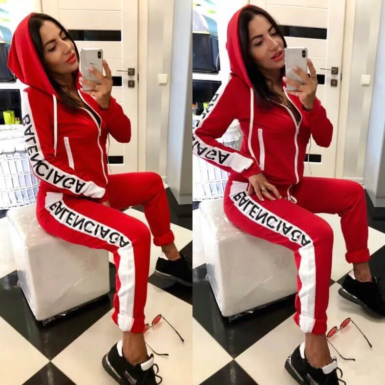 Letter Print Drawing Blouse Long pants Set