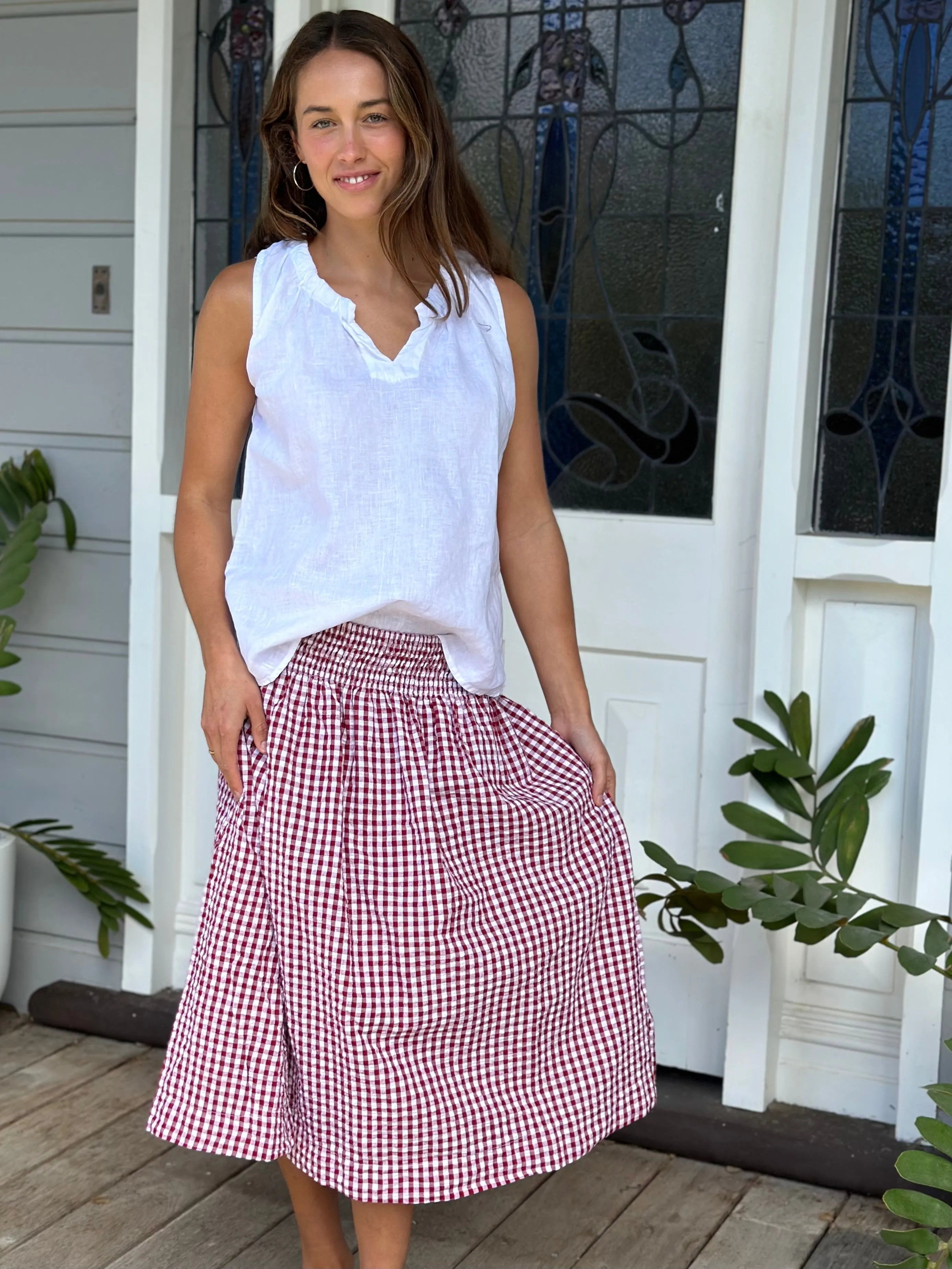 lola skirt - red gingham