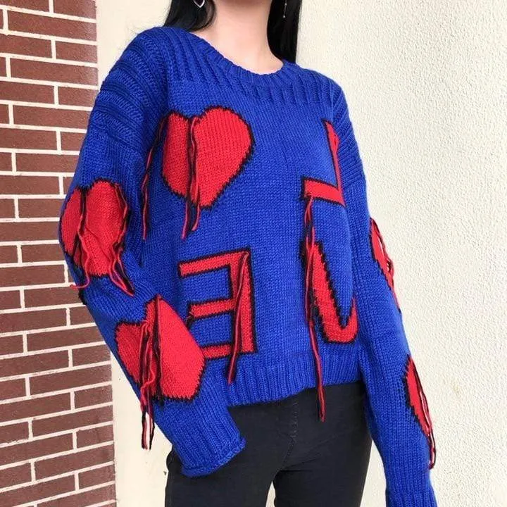 Love Embroidered Sweater