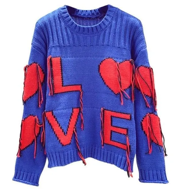 Love Embroidered Sweater