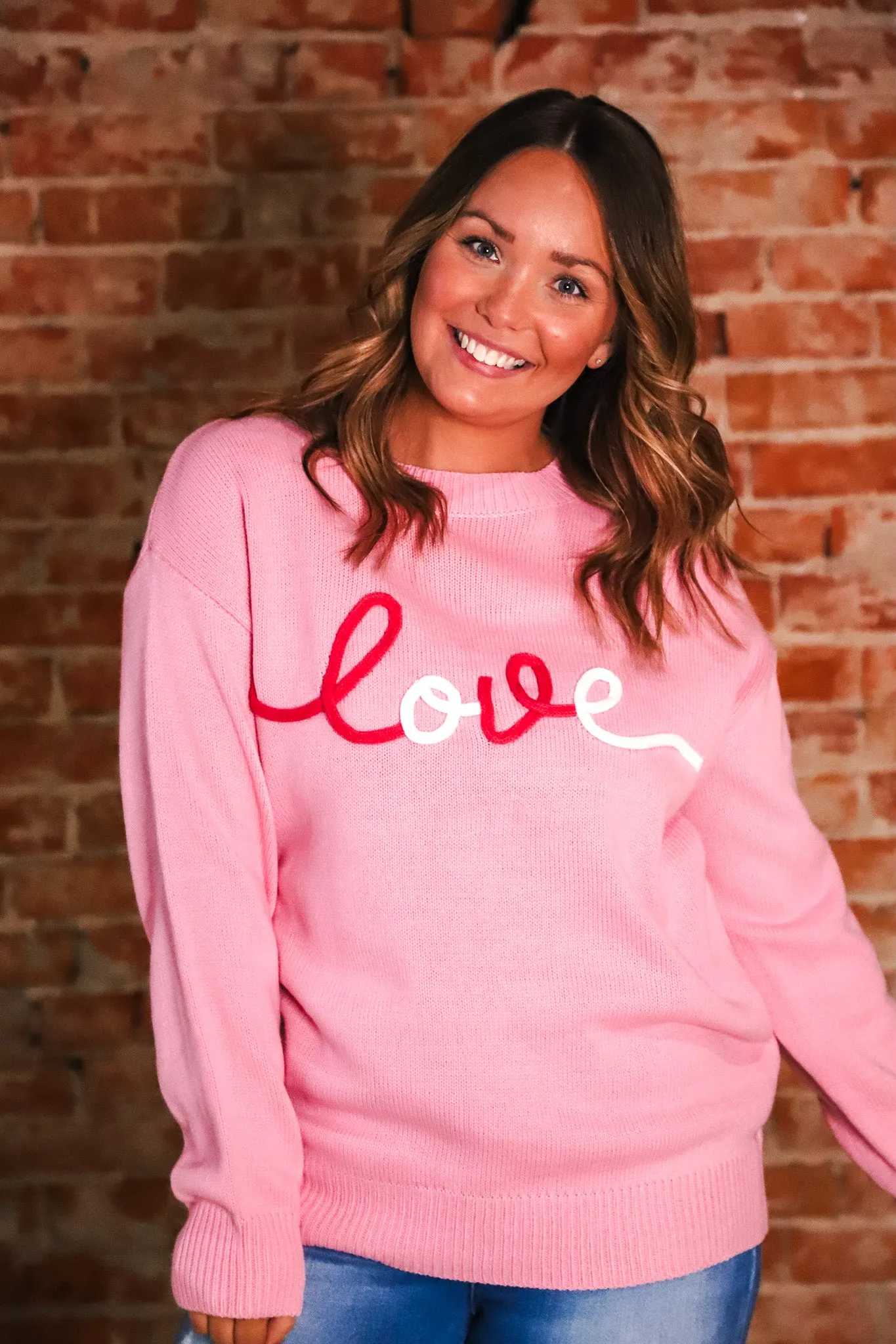 Love Puffy Embroidered Sweater