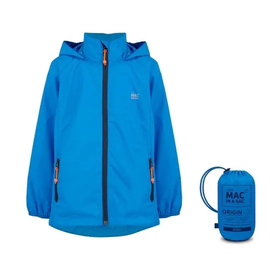 Mac in a Sac Kids Waterproof Breathable Windproof Packable Origin Jacket-OCEAN BLUE