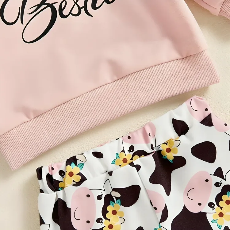 Mama Is My Bestie Cow Print Toddler Set