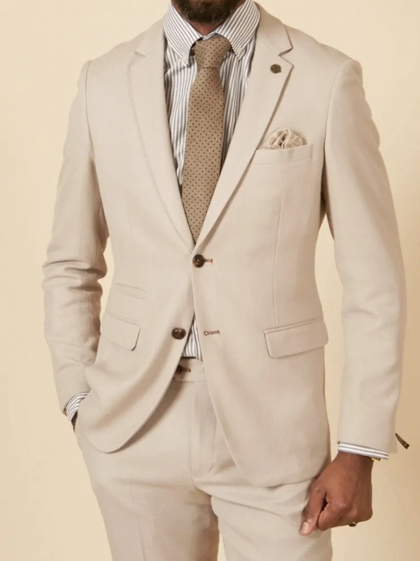 MARC DARCY HM5 Tailored Blazer - Mens Slim Fit - Stone