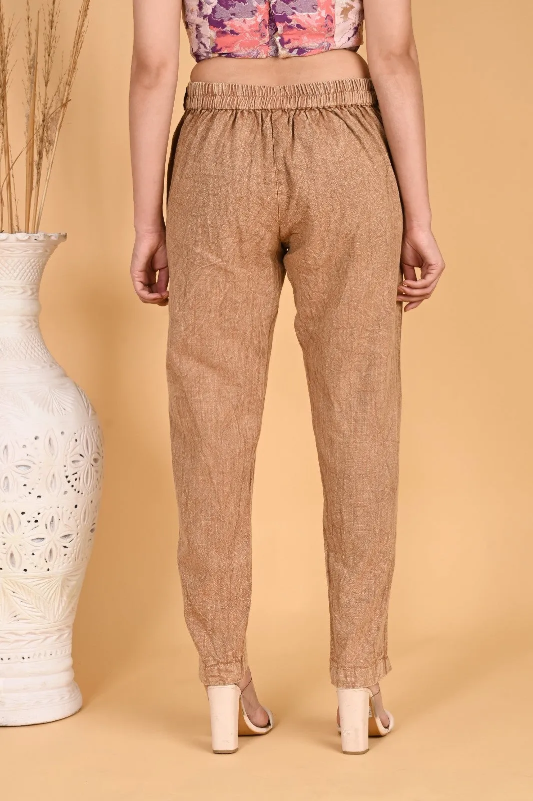 MAROON DENIM COTTON PANTS